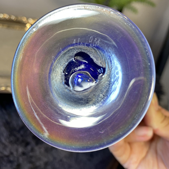 Hand Blown Venetian Italian Art Glass pitcher and glasses set Blue Color signed - Picture 9 of 14